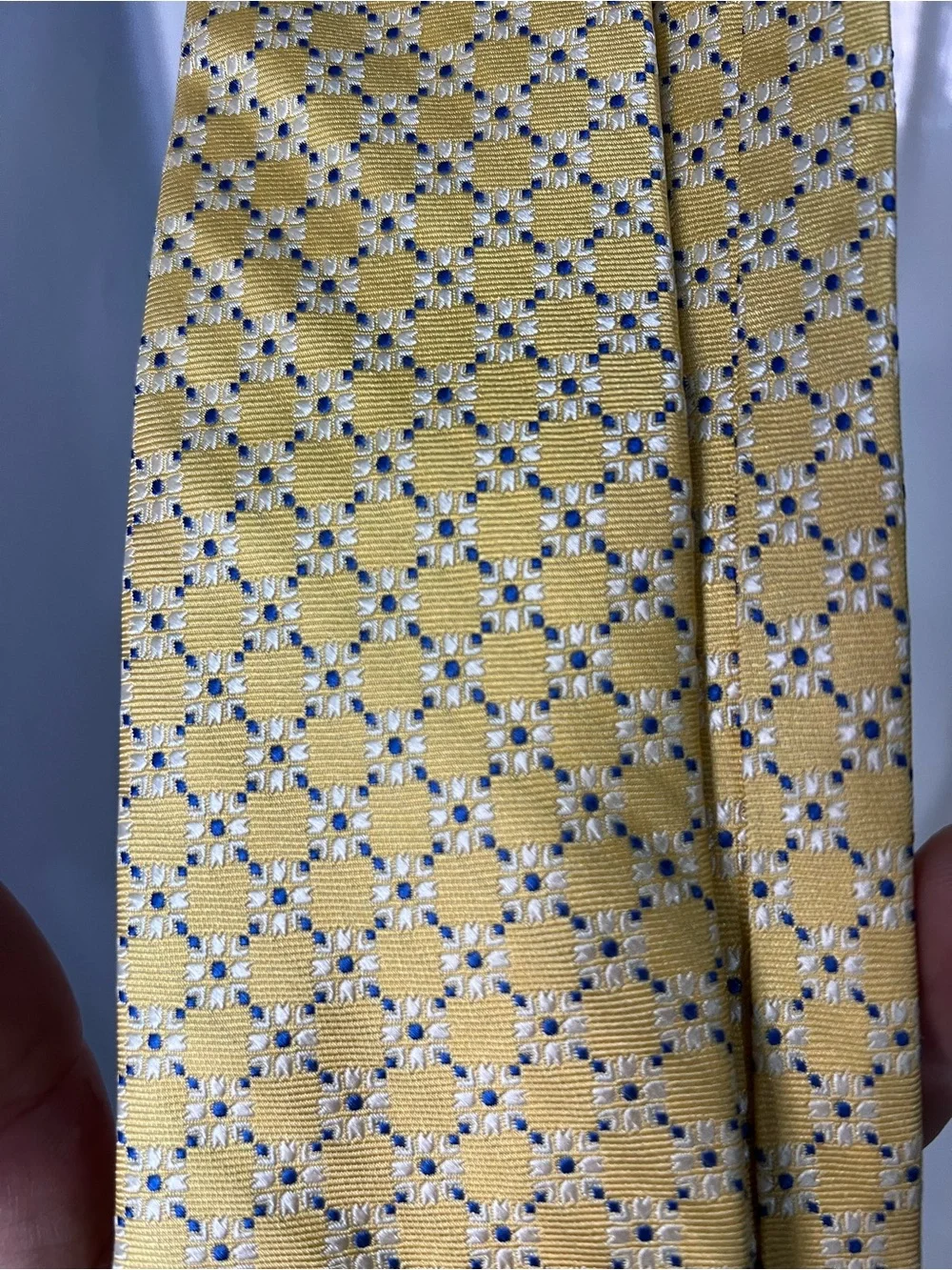 Chaps Yellow Geometric Silk Neck Tie